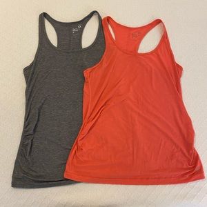GapFit Maternity Racerback Tank Top Bundle Grey and Coral EUC Medium